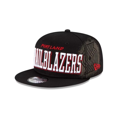 Black Portland Trail Blazers Hat - New Era NBA Faded 9FIFTY Snapback Caps USA9634721